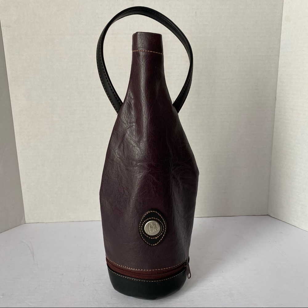 Elegant Leather Wine Holder - Burgundy and Black